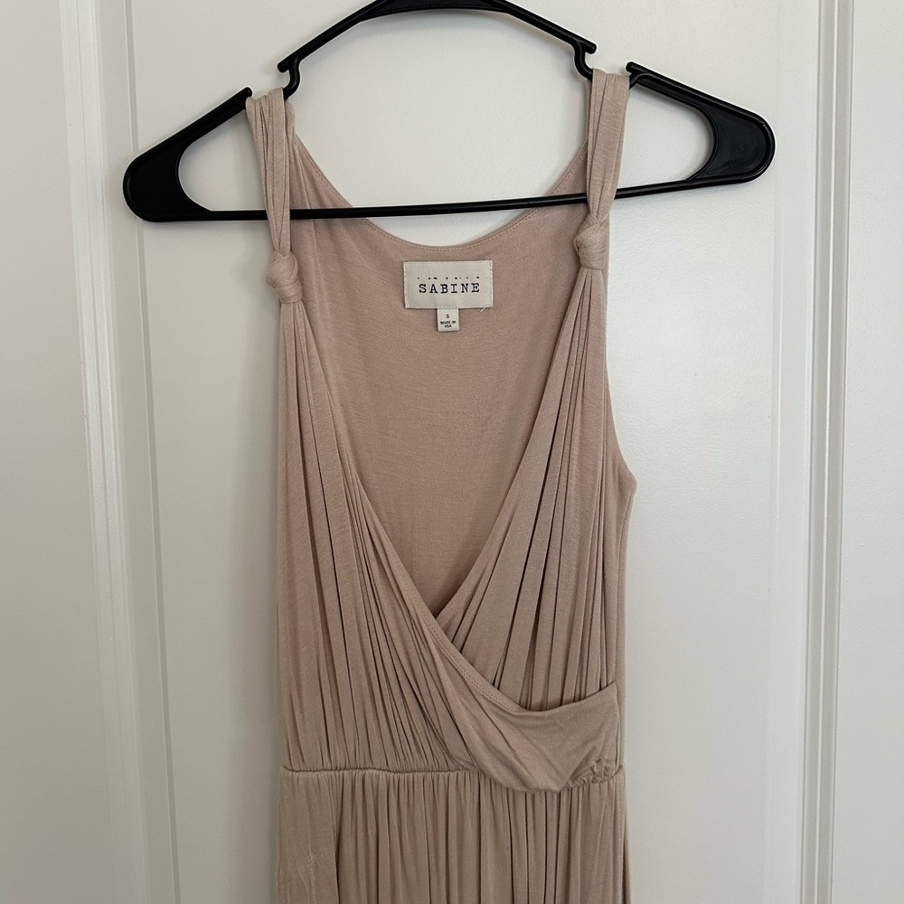 Nude V-Neck Wrap Style Sabine Midi Dress - Picture 3 of 5